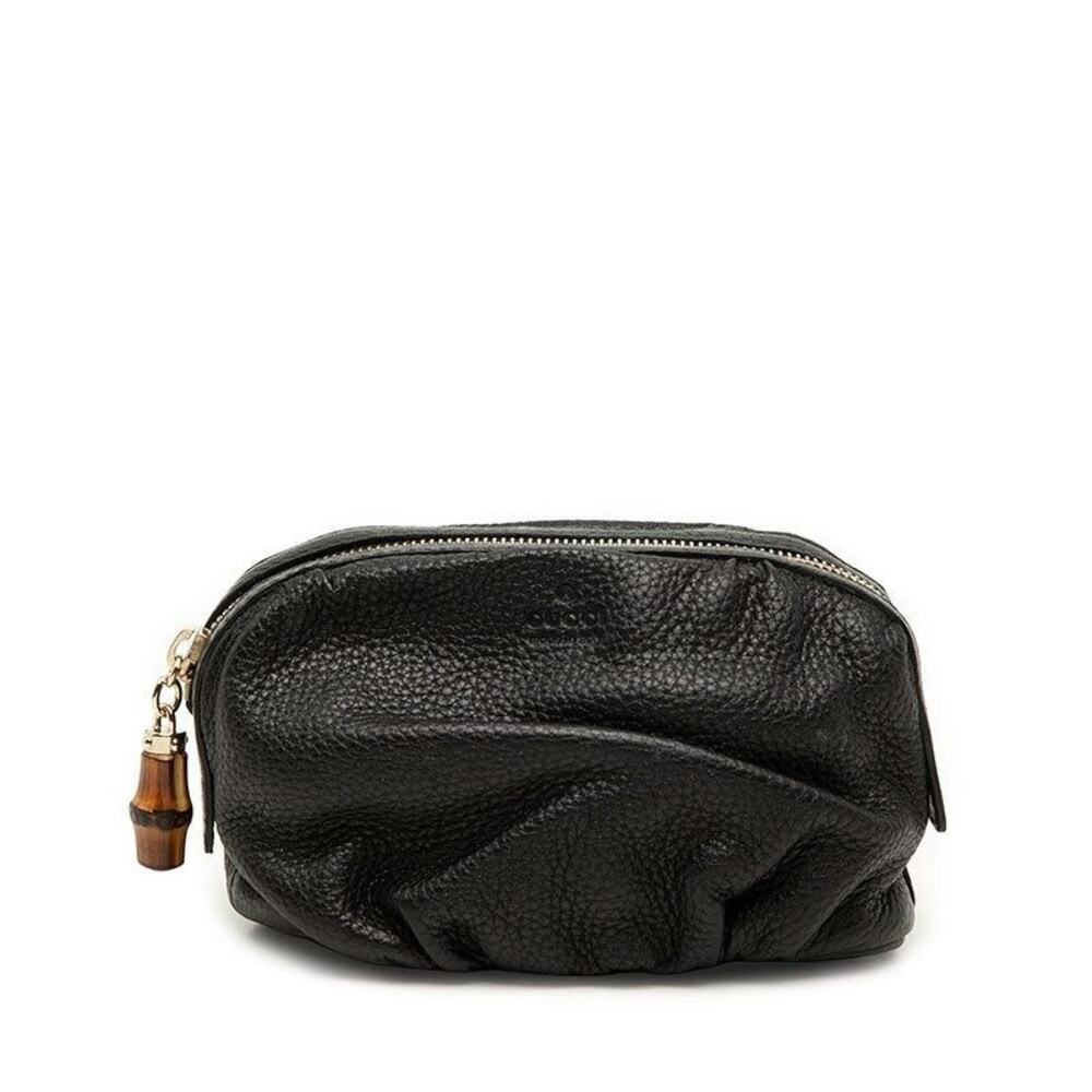 Gucci Bamboo Cosmetic Pouch Accessory Pouch Black